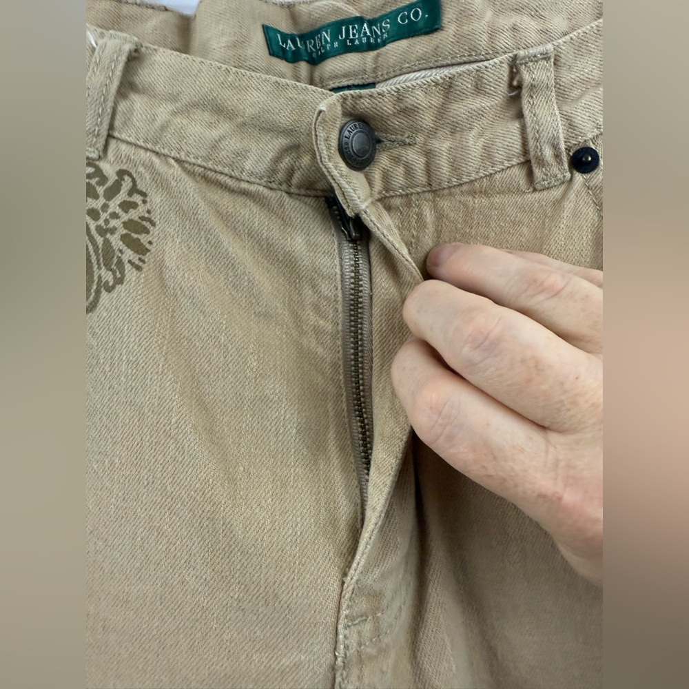 Lauren Jean Co. Jeans Womens Size 8 Khaki High Rise Floral Stenciled Detail - Picture 12 of 14